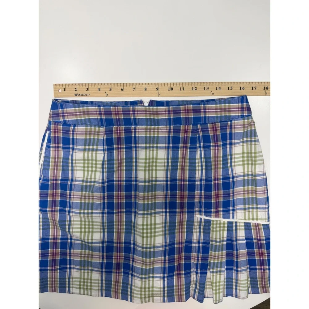 Peter Millar‎ Womens Plaid Golf Skort Blue Green Purple Pleated Skirt Size 12